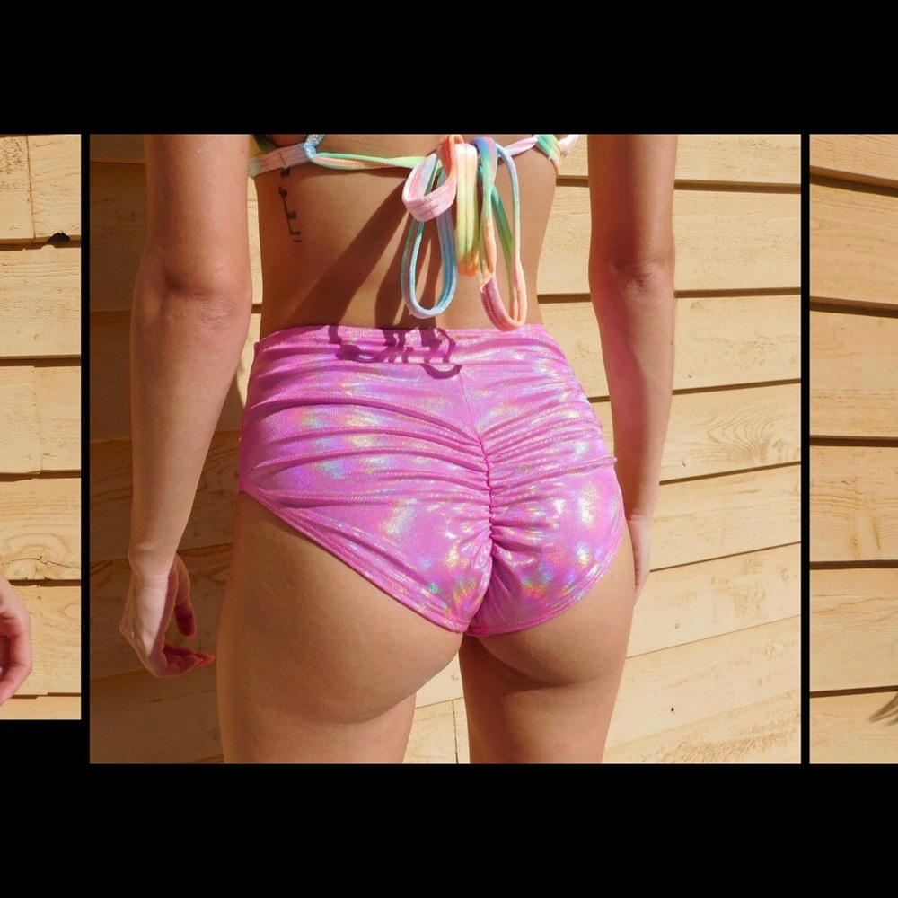 RAVE WITH MI GENTE HOLO PINK HIGH WAIST BOTTOMS